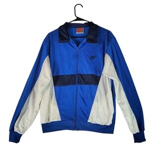 Vintage Nike Track Jacket Mens Large Blue Navy White Full Zip Colorblock Retro